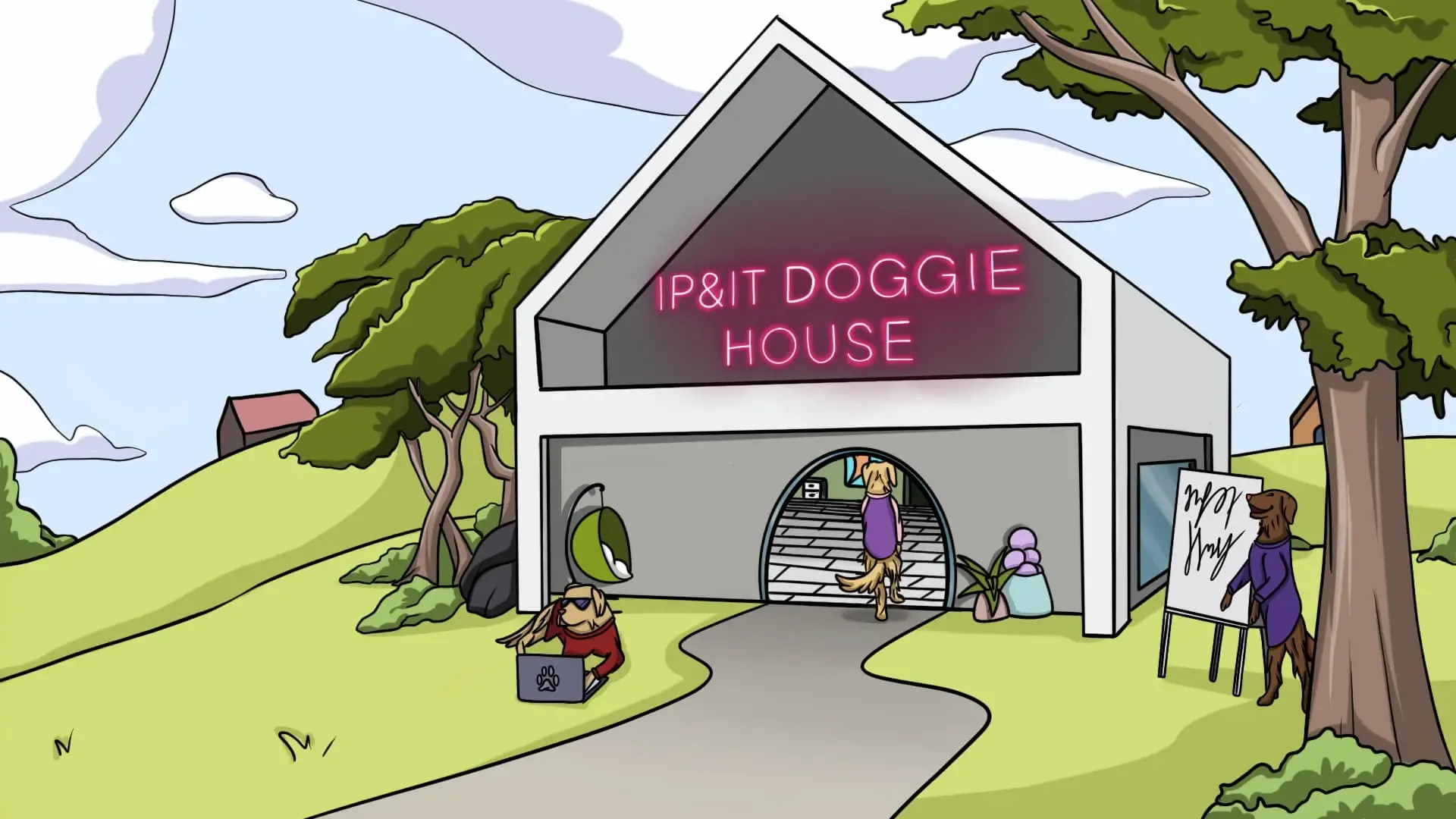 IP&ITdoggie Labrador characters in the Smart Doggie House